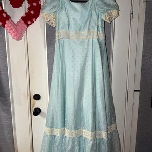 Vintage Light Blue Polka Dot Dress